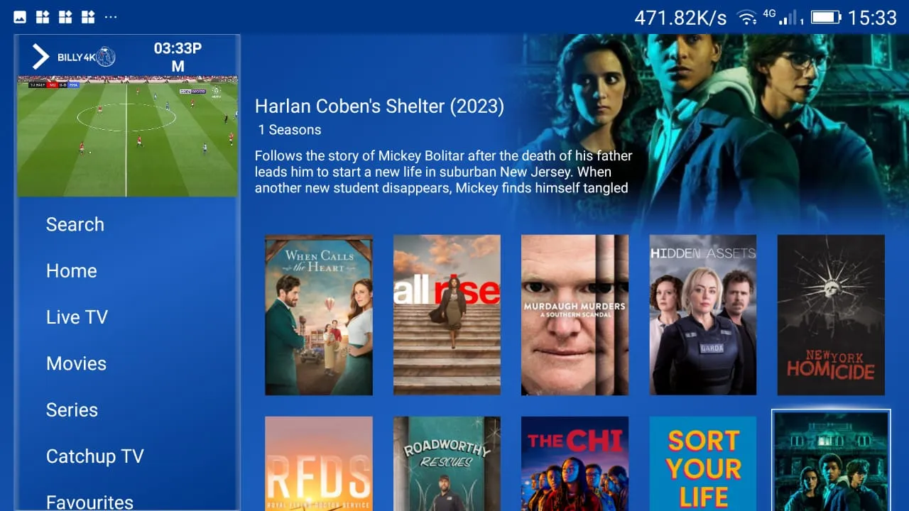 XtremeHD IPTV app home
